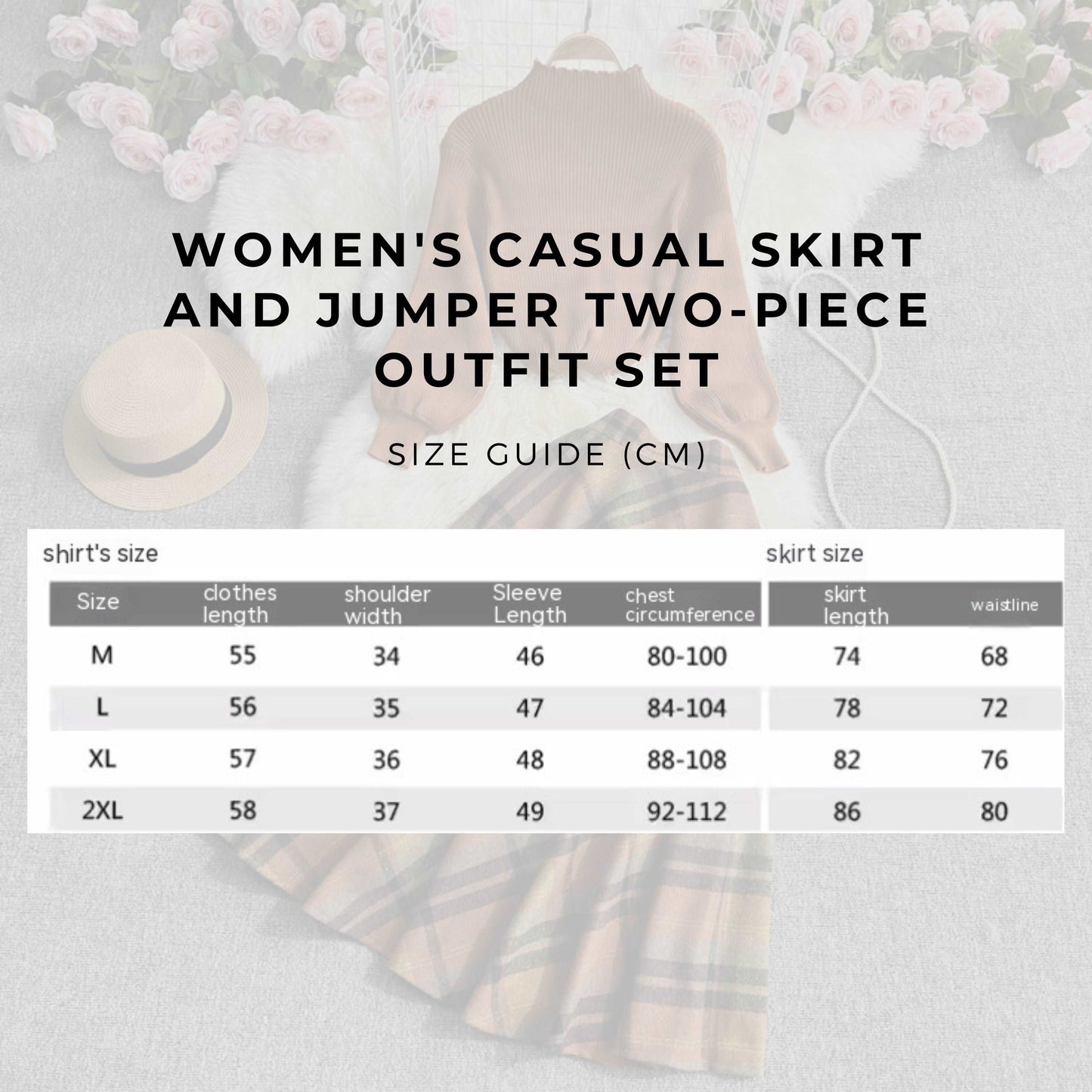 Women's Casual Skirt and Jumper Two-piece Outfit Set