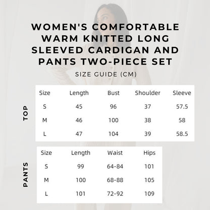 Zweiteiliges Set aus bequemer, warmer Strickjacke mit langen Ärmeln und Hose für Damen