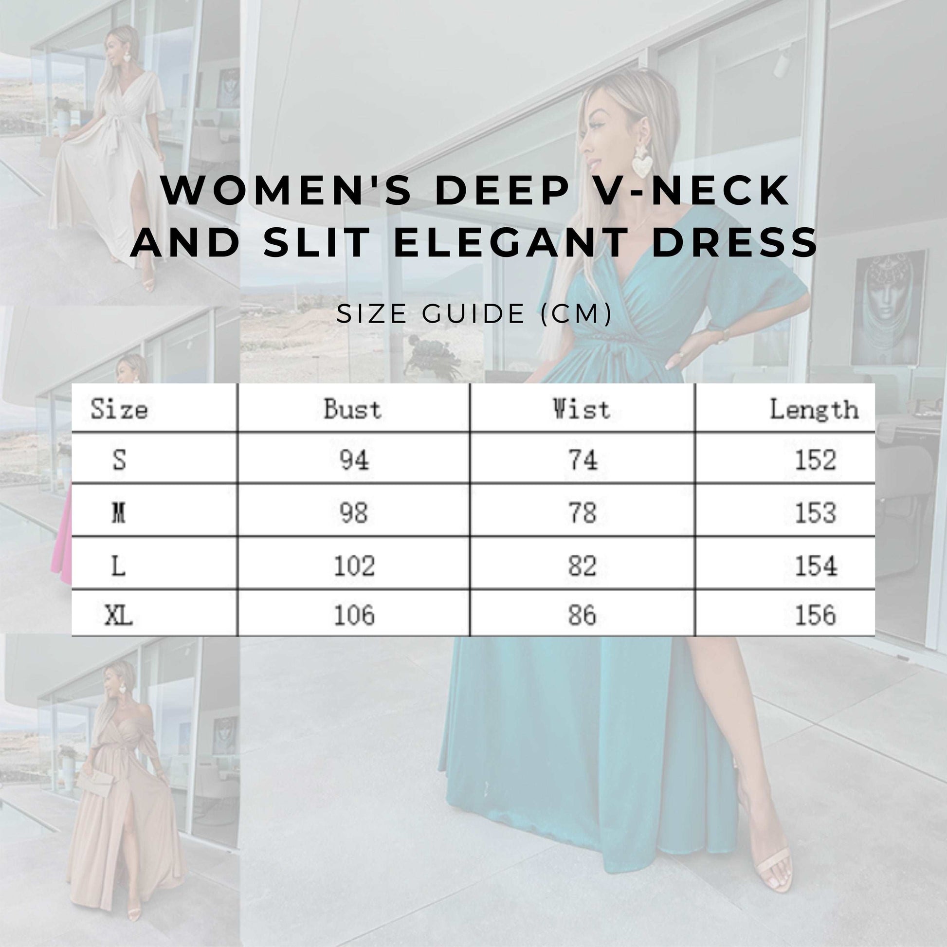 Women's Deep V-neck and Slit Elegant Dress