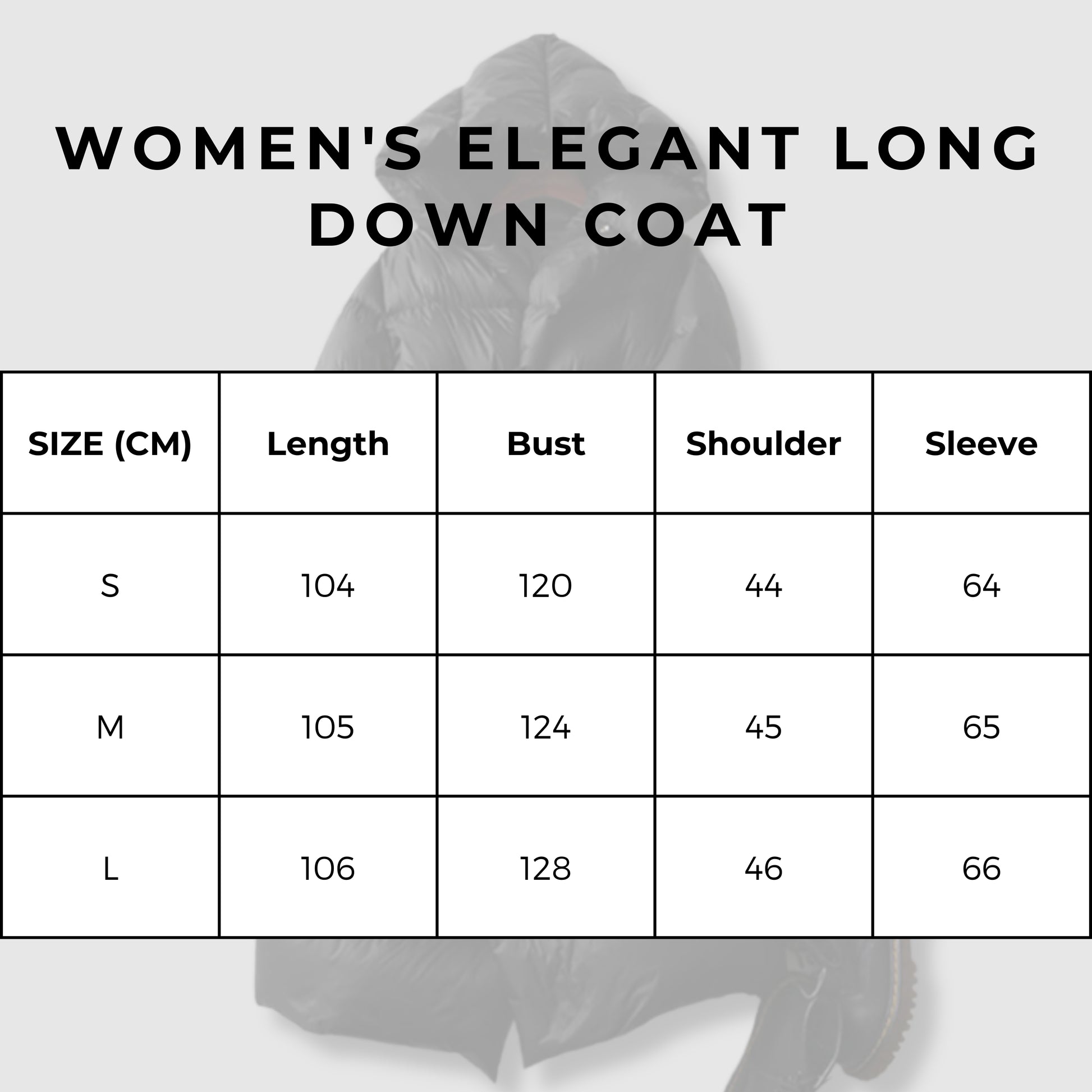 Women's Elegant Long Down Coat size