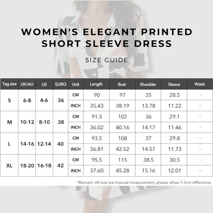 Women's Elegant Printed Short Sleeve Dress size