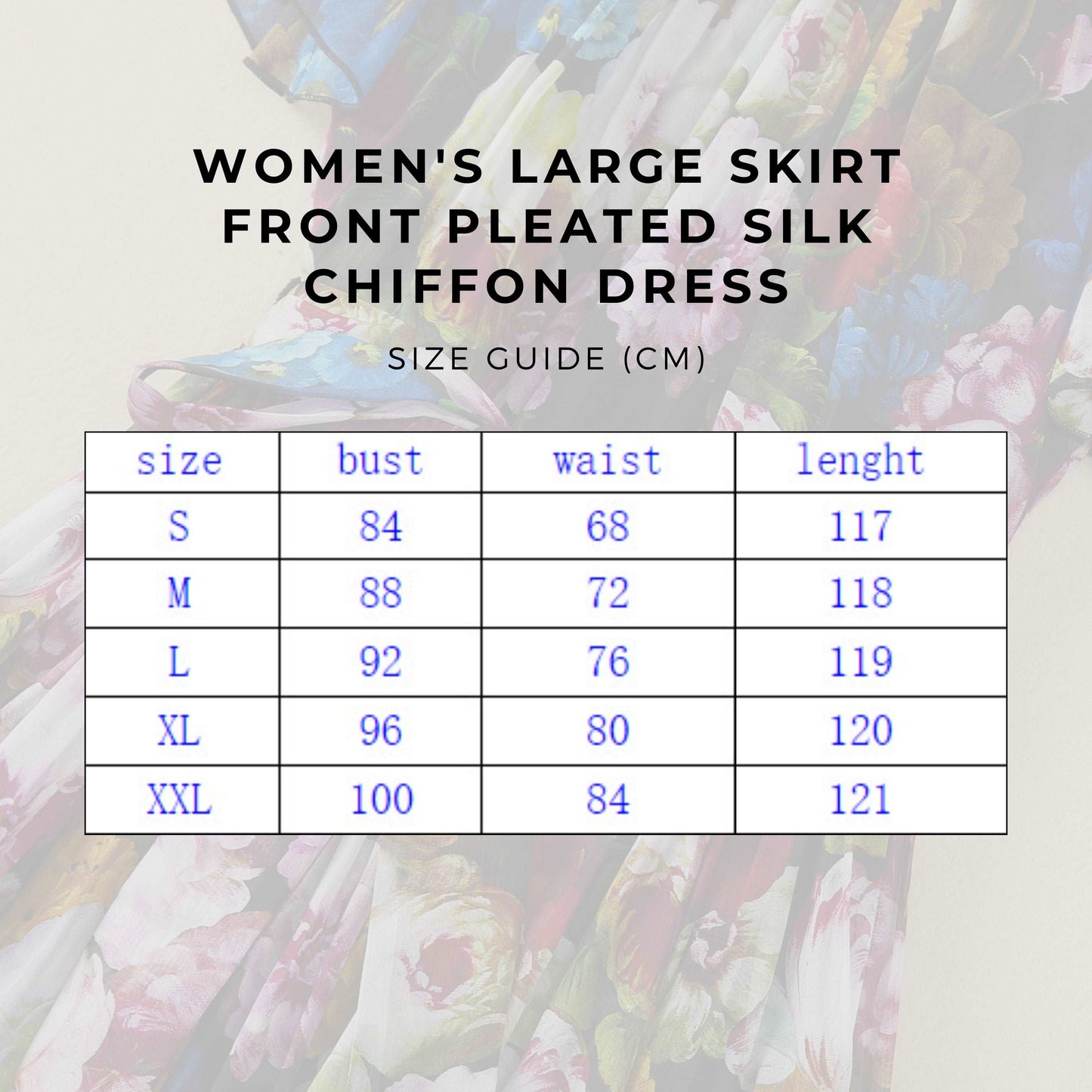Women's Large Skirt Front Pleated Silk Chiffon Dress