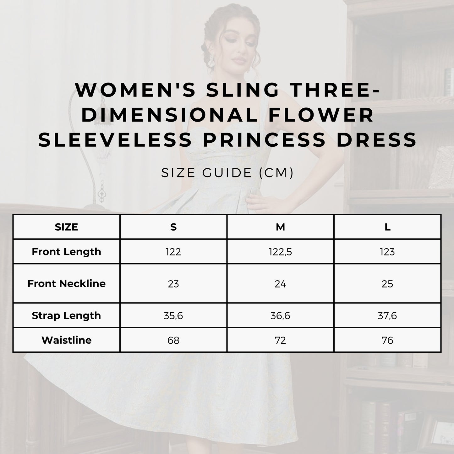 Women's Sling Three-dimensional Flower Sleeveless Princess Dress