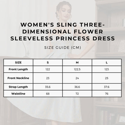 Women's Sling Three-dimensional Flower Sleeveless Princess Dress