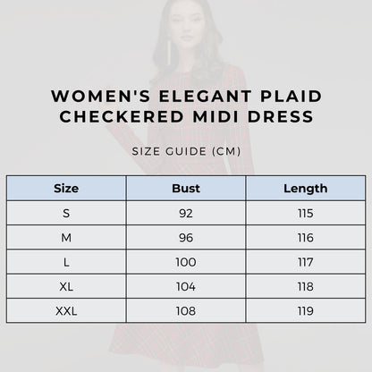 Women's Elegant Plaid Checkered Midi Dress
