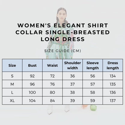 Women's Elegant Shirt Collar Single-breasted Long Dress