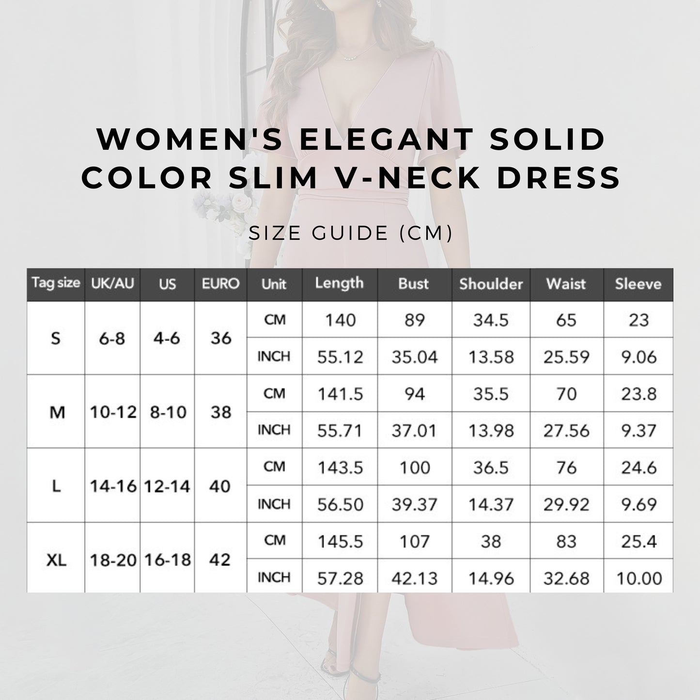 Women's Elegant Solid Color Slim V-neck Dress