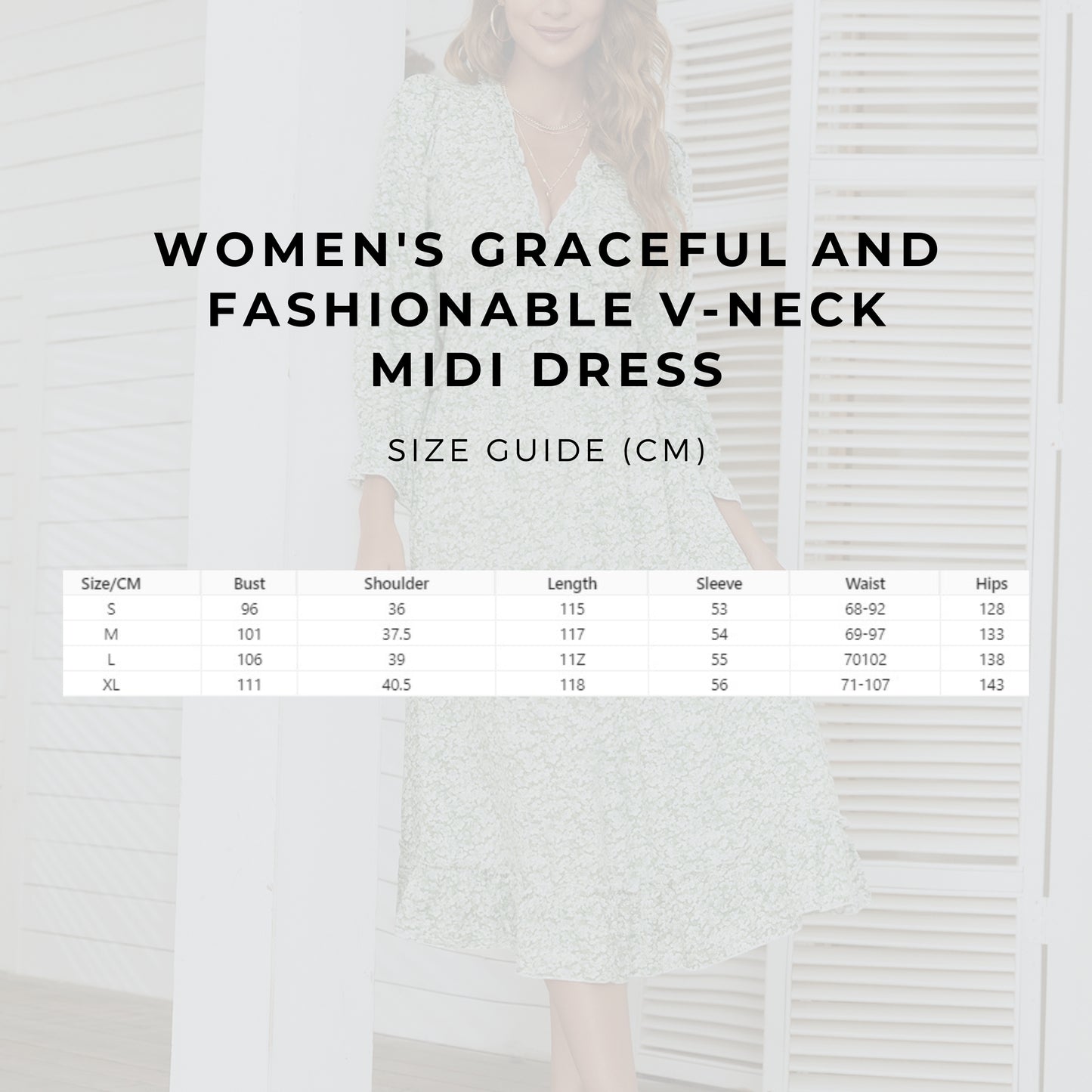 Women's Graceful And Fashionable V-neck Midi Dress