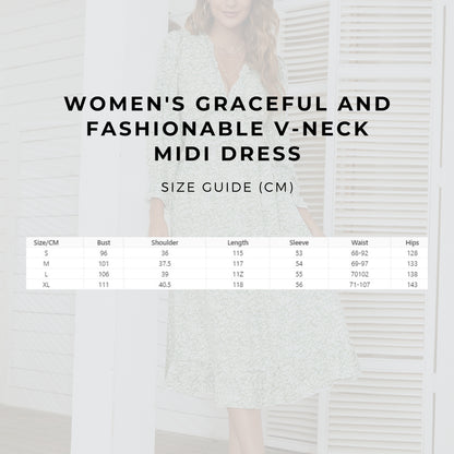 Women's Graceful And Fashionable V-neck Midi Dress