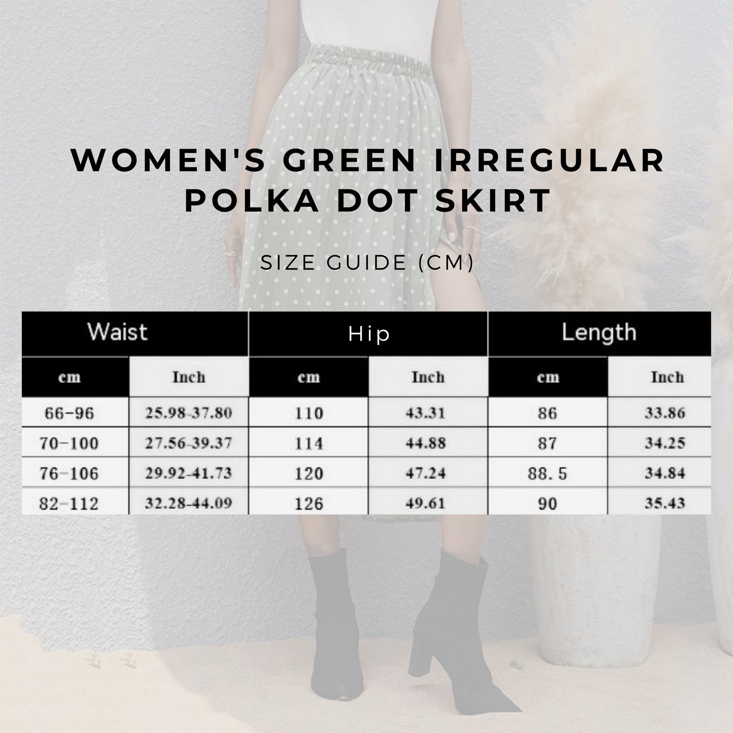 Women's Green Irregular Polka Dot Skirt