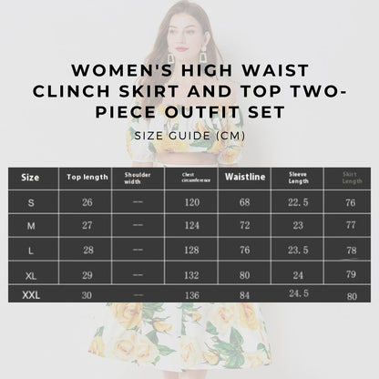 Women's High Waist Clinch Skirt and Top Two-piece Outfit Set
