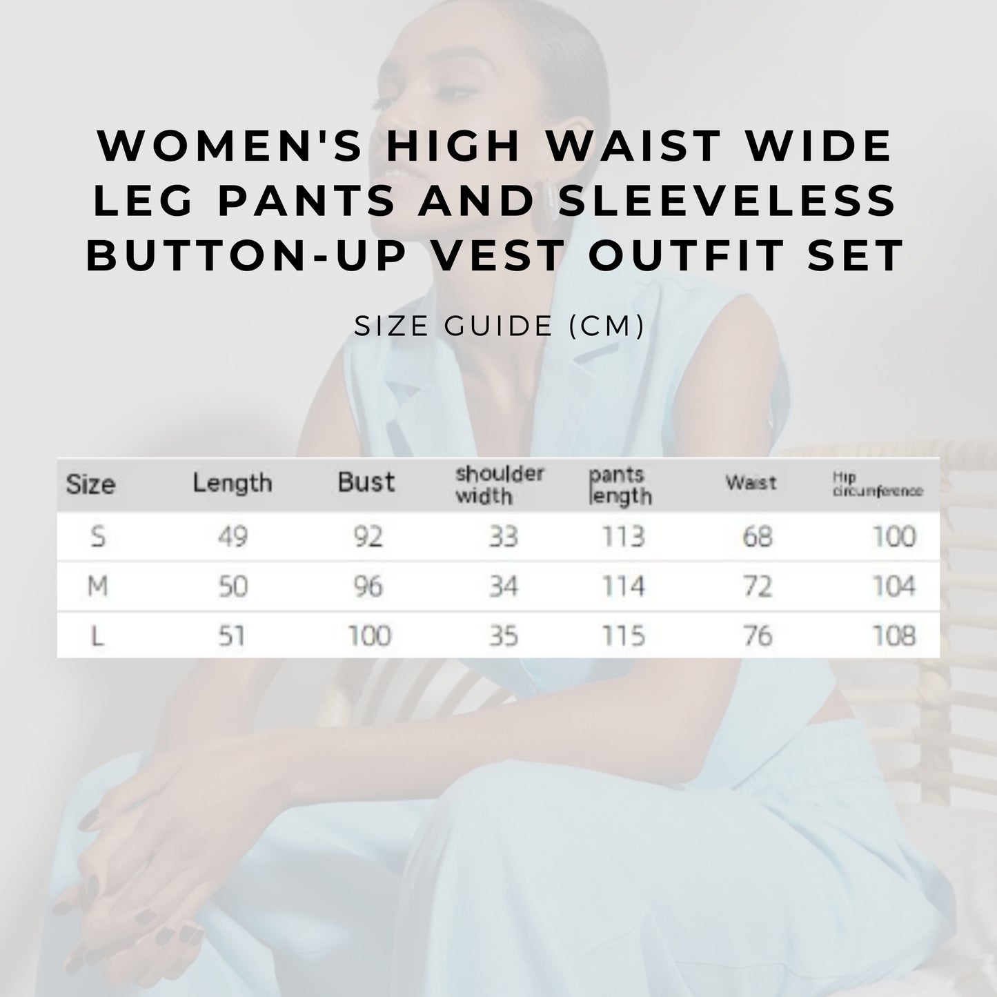 Women's High Waist Wide Leg Pants and Sleeveless Button-Up Vest Outfit Set