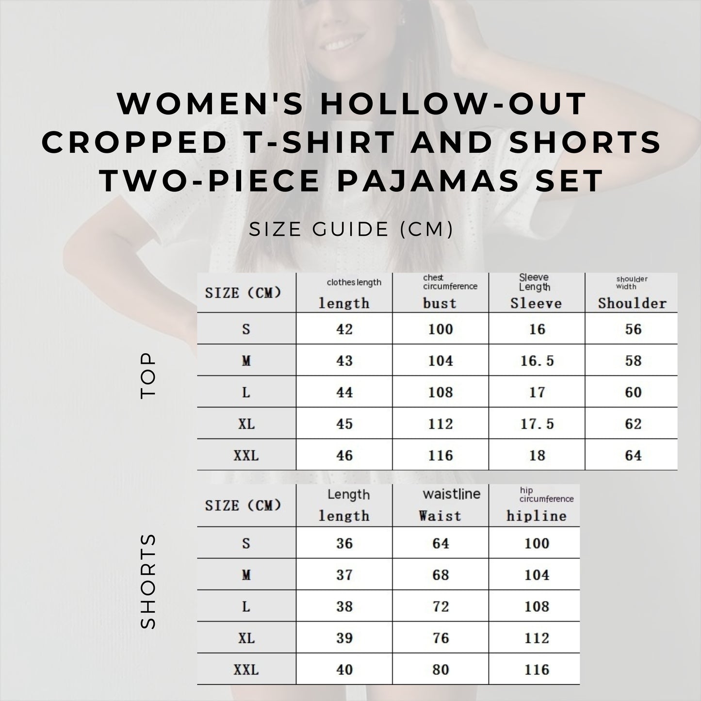 Women's Hollow-out Cropped T-Shirt and Shorts Two-piece Pajamas Set
