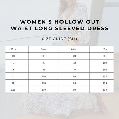 Women's Hollow Out Waist Long Sleeved Dress