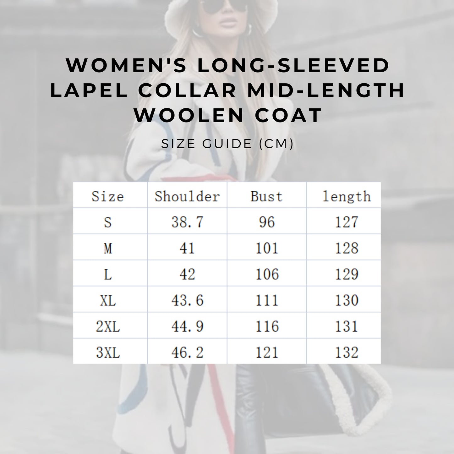 Women's Long-sleeved Lapel Collar Mid-length Woolen Coat