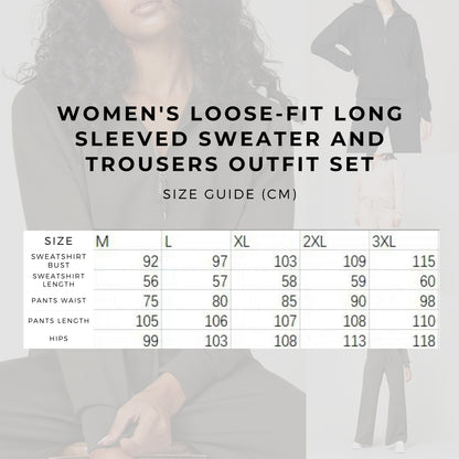 Damen-Outfit-Set mit locker sitzendem Langarmpullover und Hose