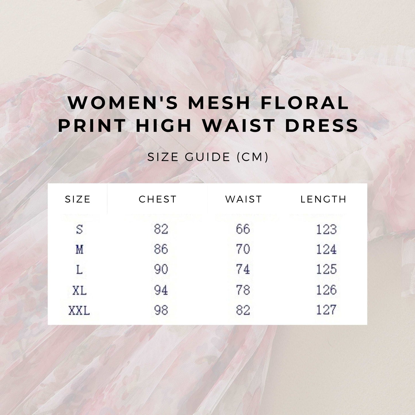 Women's Mesh Floral Print High Waist Dress