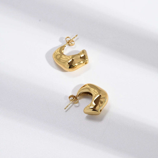 Women's Polished Geometric Metal C-Shaped Earrings