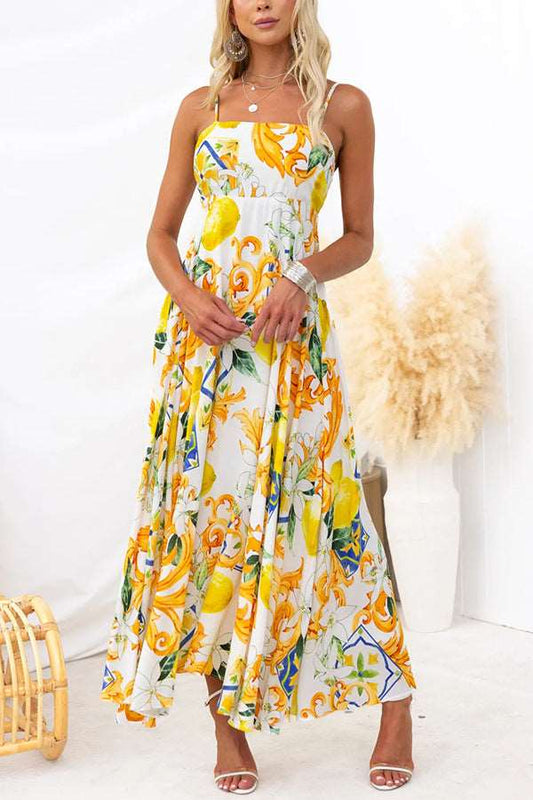 Women's Printed Back Strap Elegant Dress