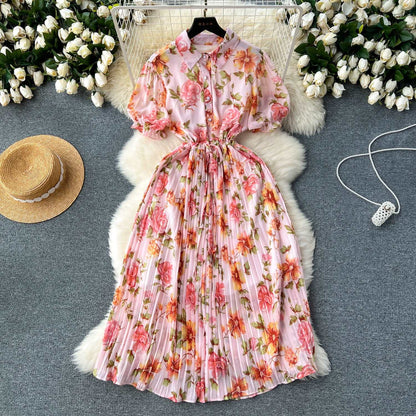 Women's Retro Vacation Style Lace-up Dress