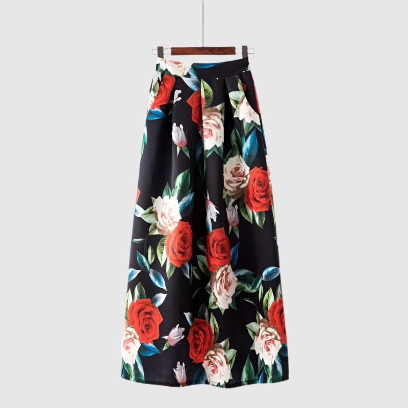 Women's Smooth Fabric Long A-line Skirt