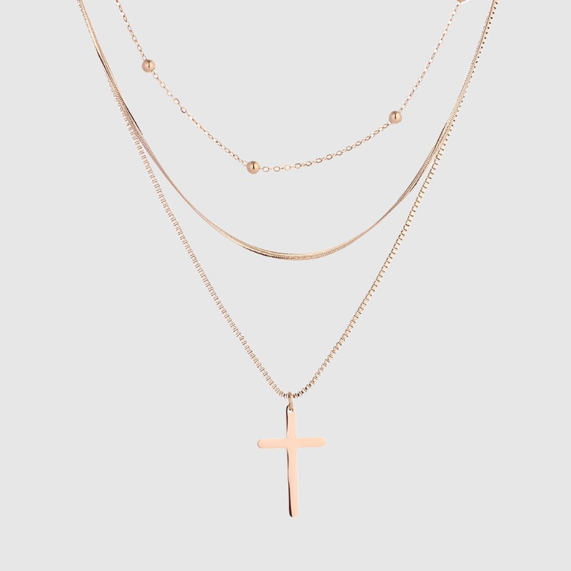 Unisex Vintage Rose Gold Multi-layer Chain Necklace