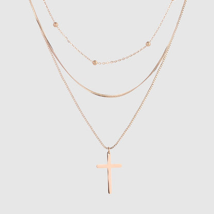 Unisex Vintage Rose Gold Multi-layer Chain Necklace