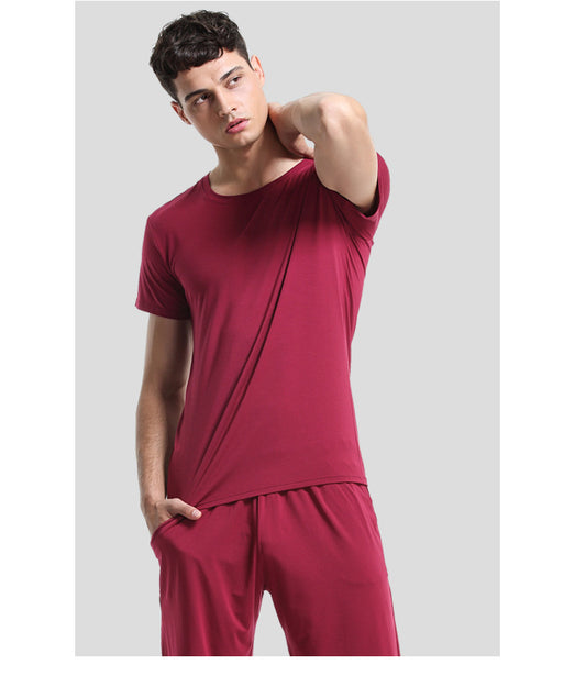 Men's Casual Round Neck Short Sleeve T-Shirt and Shorts Outfit Set