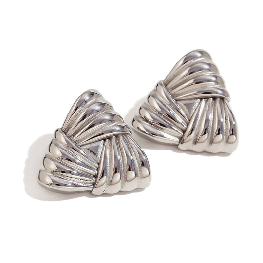 Women's Retro 18K Gold Triangular Stud Earrings