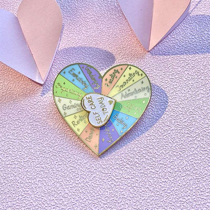 Double Layer Loving Heart Shape Rotating Badge Pin