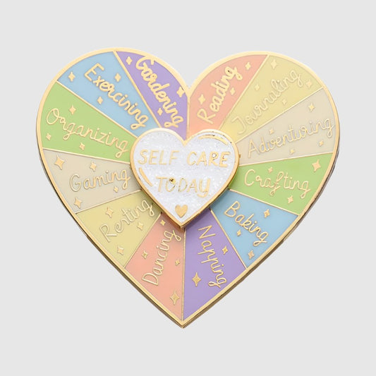 Double Layer Loving Heart Shape Rotating Badge Pin