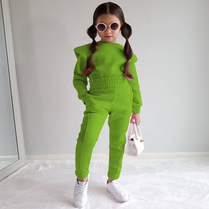 Baby Girl Trendy Casual Long Sleeved Sweatshirt and Pants Outfit Set