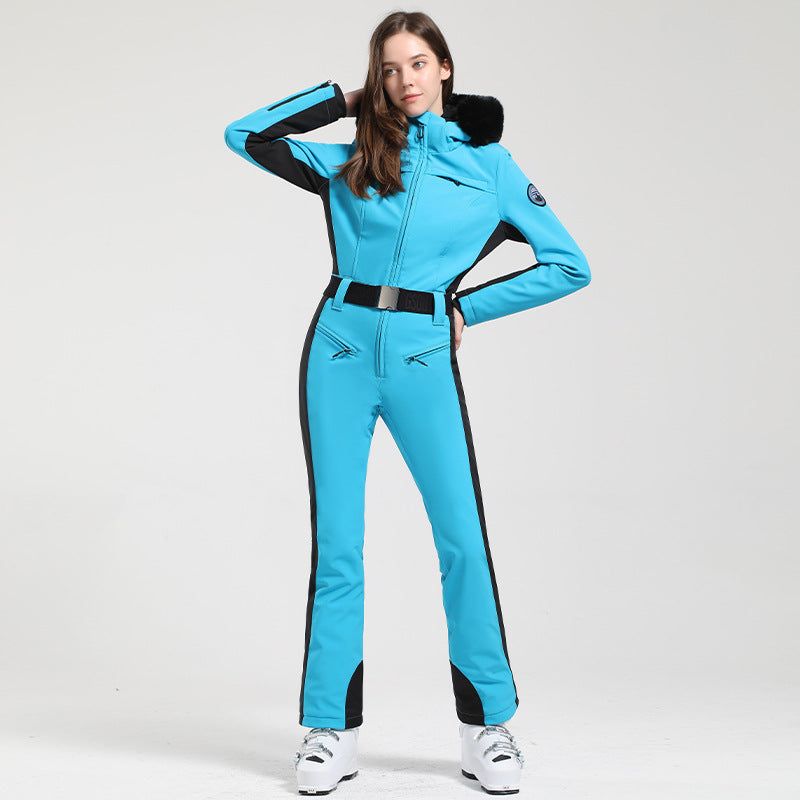 Women's Professional Double-board Thickened and Warm One-piece Ski Suit