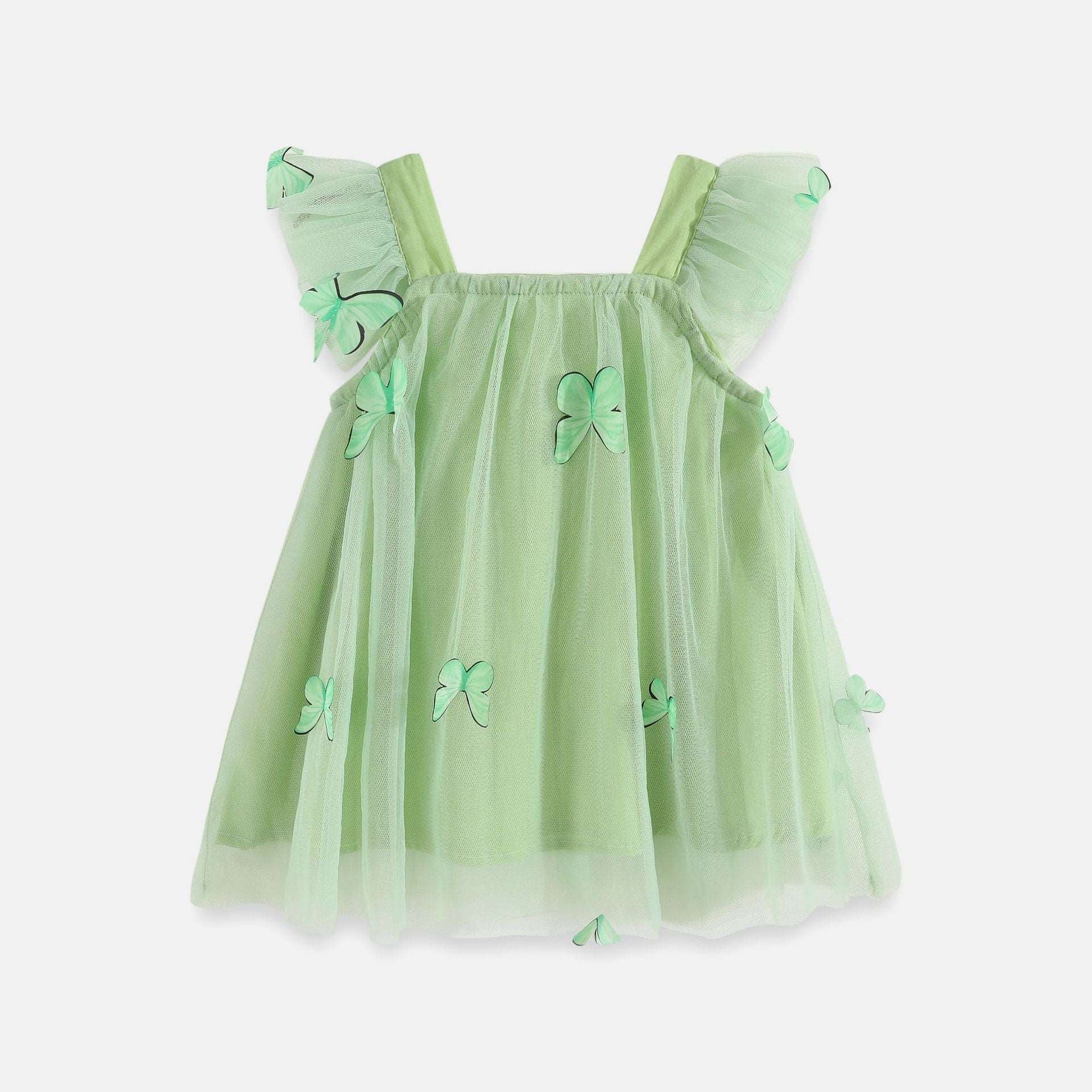Baby Girl Little Butterfly Princess Flounced Sleeve Mesh Dress