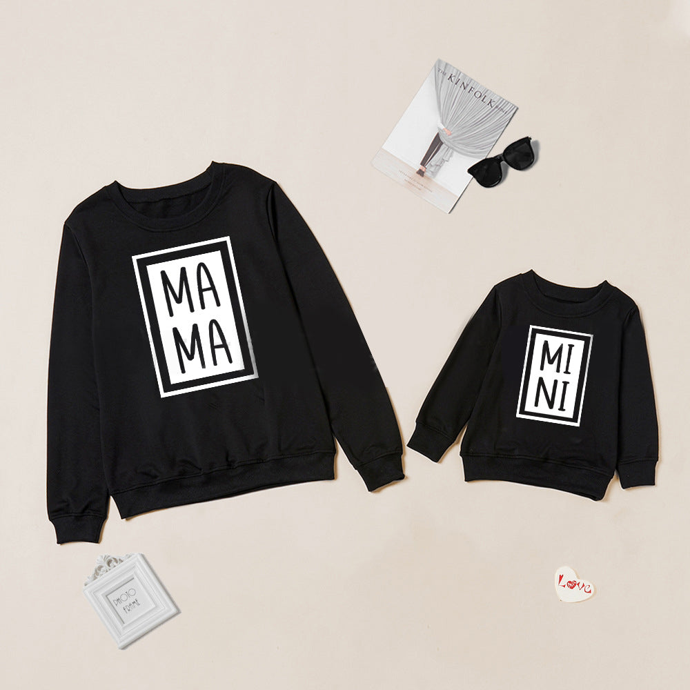Mother and Daughter Gray, Black And White Three-color Sweatshirts