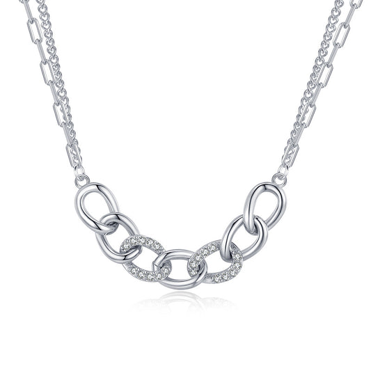 Women's S925 Silver Chain-shaped Double-layer Necklace