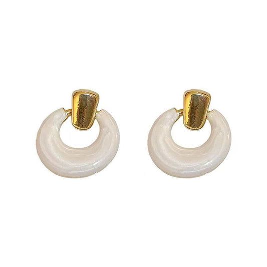 Women's Retro Geometric Round Ring Earrings