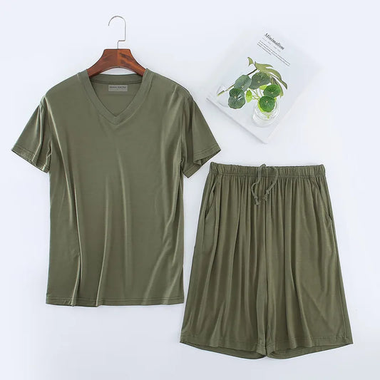 Men's Casual Short Sleeved T-shirt and Shorts Two-piece Loungewear Set