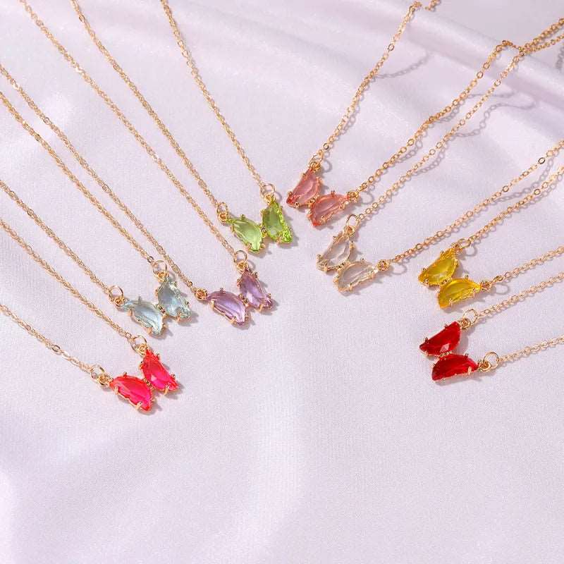 Women's Glass Crystal Butterfly Necklace