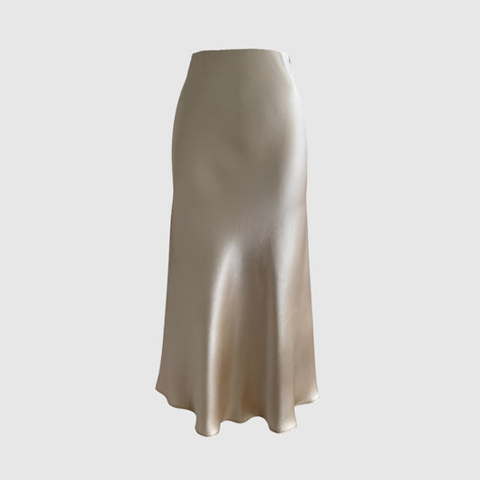 Women's Elegant Triacetate Satin Casual Elastic Waist Skirt