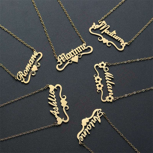 Unisex Personalized Name Stainless Steel Pendant Electroplated Necklace