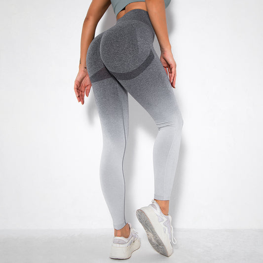 Atmungsaktive Stretch-Yogahose für Damen mit Farbverlauf und hoher Taille