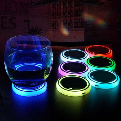 Colorful LED Light-up Solar & USB Charging Non-slip Ambient Light Cup Holder For Car