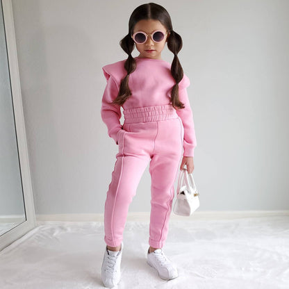 Baby Girl Trendy Casual Long Sleeved Sweatshirt and Pants Outfit Set