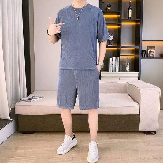 Men's Thin Loose Short-sleeved and Shorts Quick-drying Two-piece Set