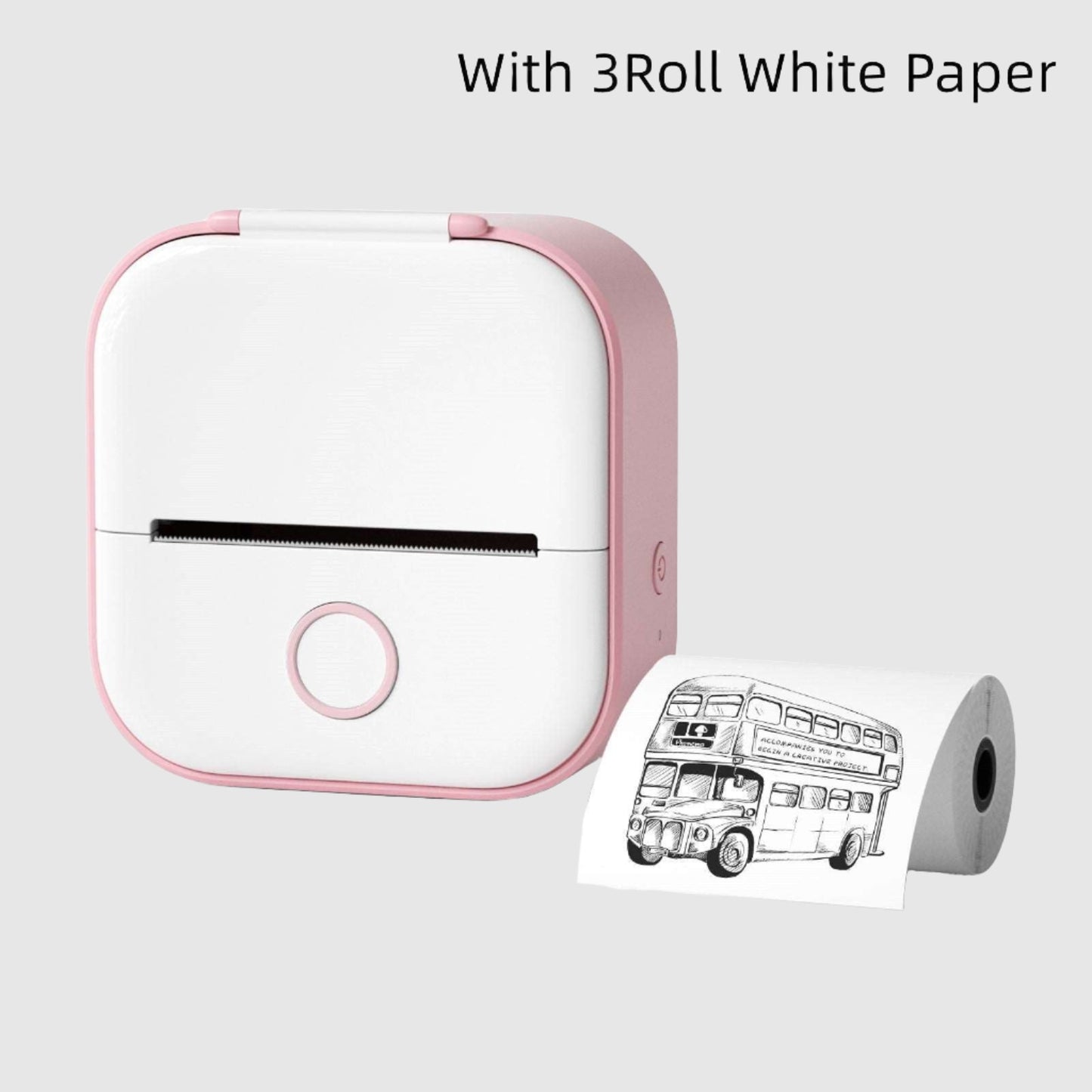 Mini Pocket Small Portable Bluetooth Cell Phone Label Thermal Printer pink with paper