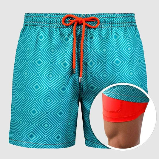 Men's Printed Double Layer Beach Shorts