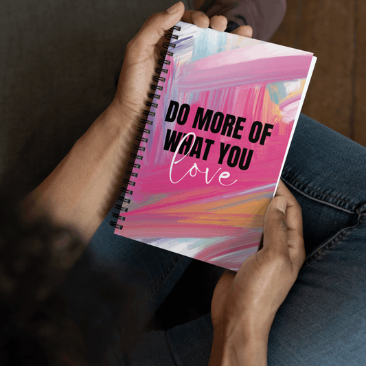 Artistic Self-Love Spiral Notebook, 140 pages in a persons hands