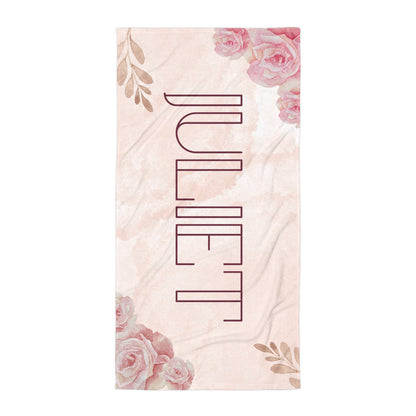 Strandtuch mit Rosenblüten-Print und personalisiertem Namen