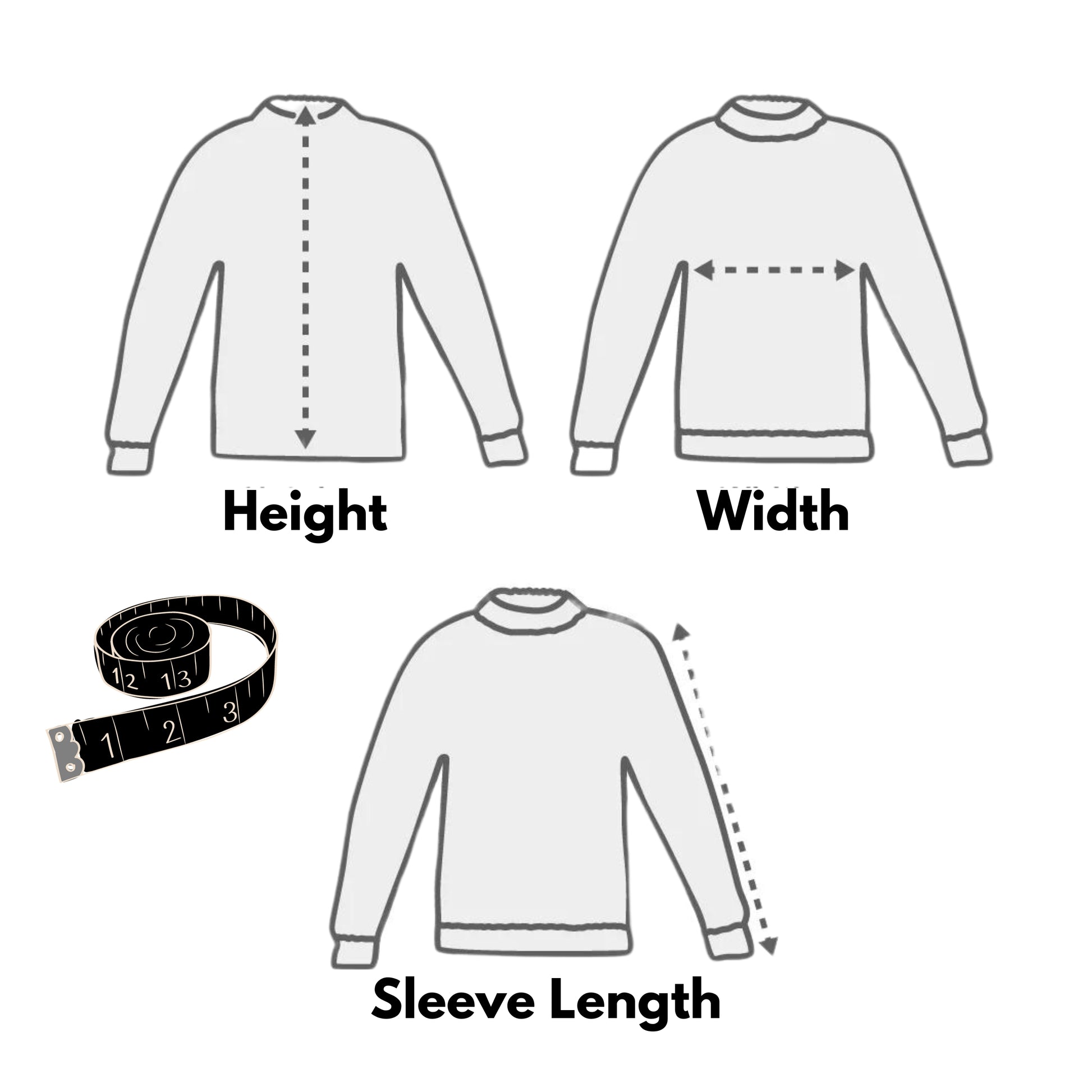 Skull Mushroom Unisex Premium Sweatshirt measure guide